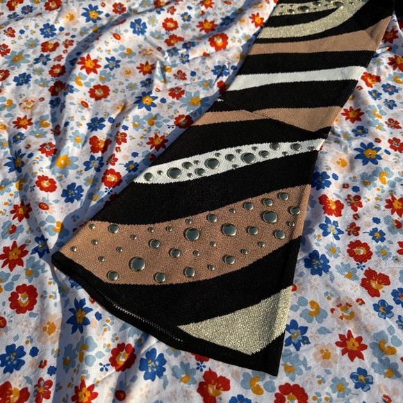 Metallic Studded Zebra Bell Sleeve Sweater Dress - Picture 7 of 8